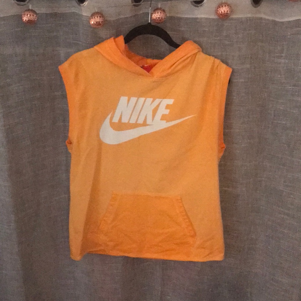 Orange Nike Cut Off Sweatshirt